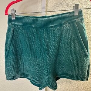 Stitches Stripes Teal Knit High Waisted Shorts Women's Size S